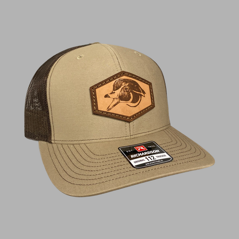 Leather Patch Wood Duck Hat (Khaki/Coffee)