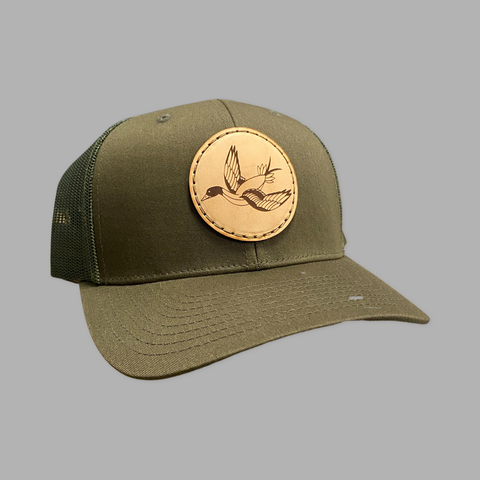 Traditional Pintail Leather Patch Hat (Loden)