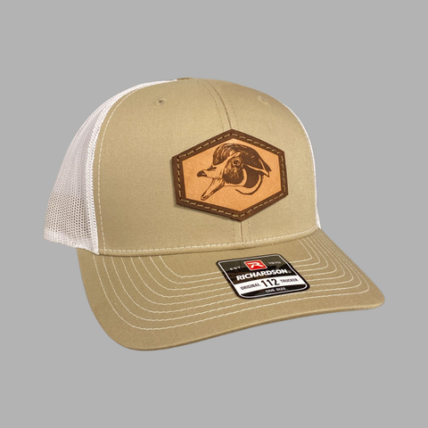 Leather Patch Wood Duck Hat (Tan/White)