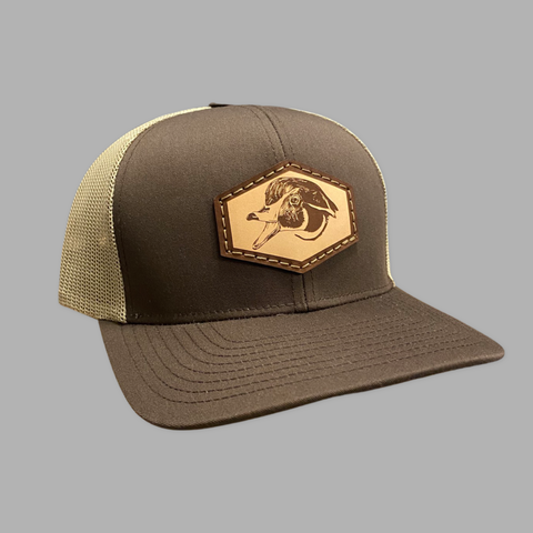 Leather Patch Wood Duck Hat (Brown/Khaki)